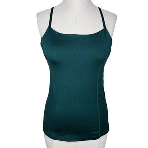 Zella Bri Lite Camisole Yoga Tank Top sz S * Forest Green Racerback Jewel Tone
